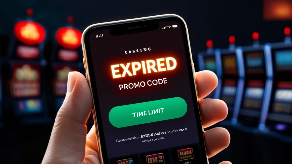 Verlopen bonuscode op een telefoon in een donker casino
