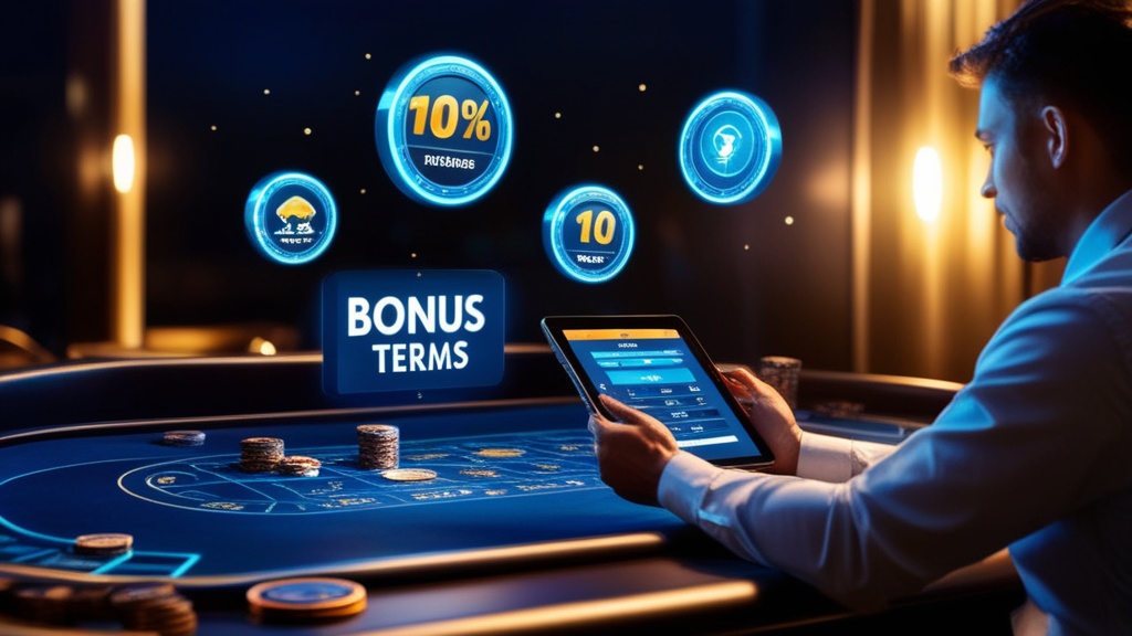 Speler leest spelvoorwaarden van een no-deposit bonus op een tablet